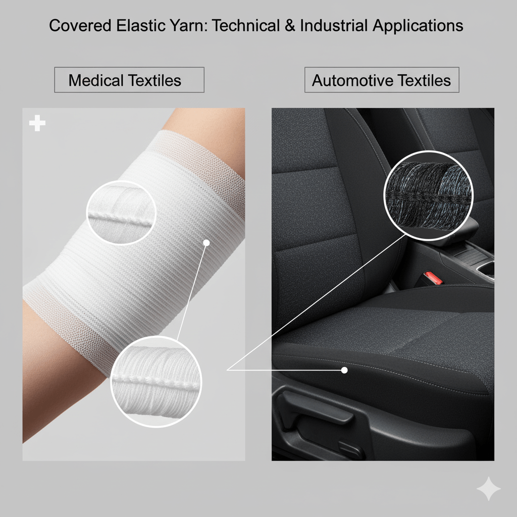 covered elastic yarn technical textiles and industrial applications