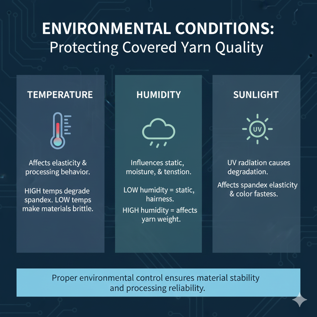 Environmental Conditions affect covered yarn quality