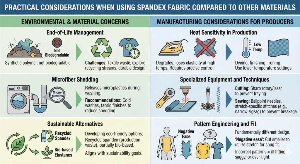 Practical Considerations When Using Spandex Fabric Compared to Other Materials